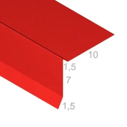 Wiatrownica pod gont lub pape 7-10-1,5-1,5 cm - Gotowa obróbka blacharska - widok z góry po skosie wraz z wymiarami produktu - pokazany przekrój tej gotowej obróbki blacharskiej