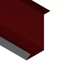 Obróbka przyścienna pod blachę na wymiar - obróbka blacharska - widok z góry pod skosem przedstawiający jej przekrój kolor brązowy