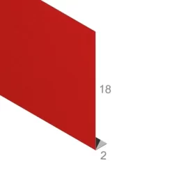 Pas podrynnowy 18-2 cm - Gotowa obróbka blacharska - widok z góry po skosie wraz z wymiarami produktu - pokazany przekrój tej gotowej obróbki blacharskiej