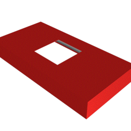 Obróbka blacharska - Czapka kominowa 3d 60x200x400 z otworem prostkątnym - widok z góry - model 3d