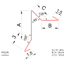 Wiatrownica pod blachę lub dachówkę wzmocniona