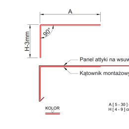 Attyka na wsuwkę - Kątownik montażowy - stal