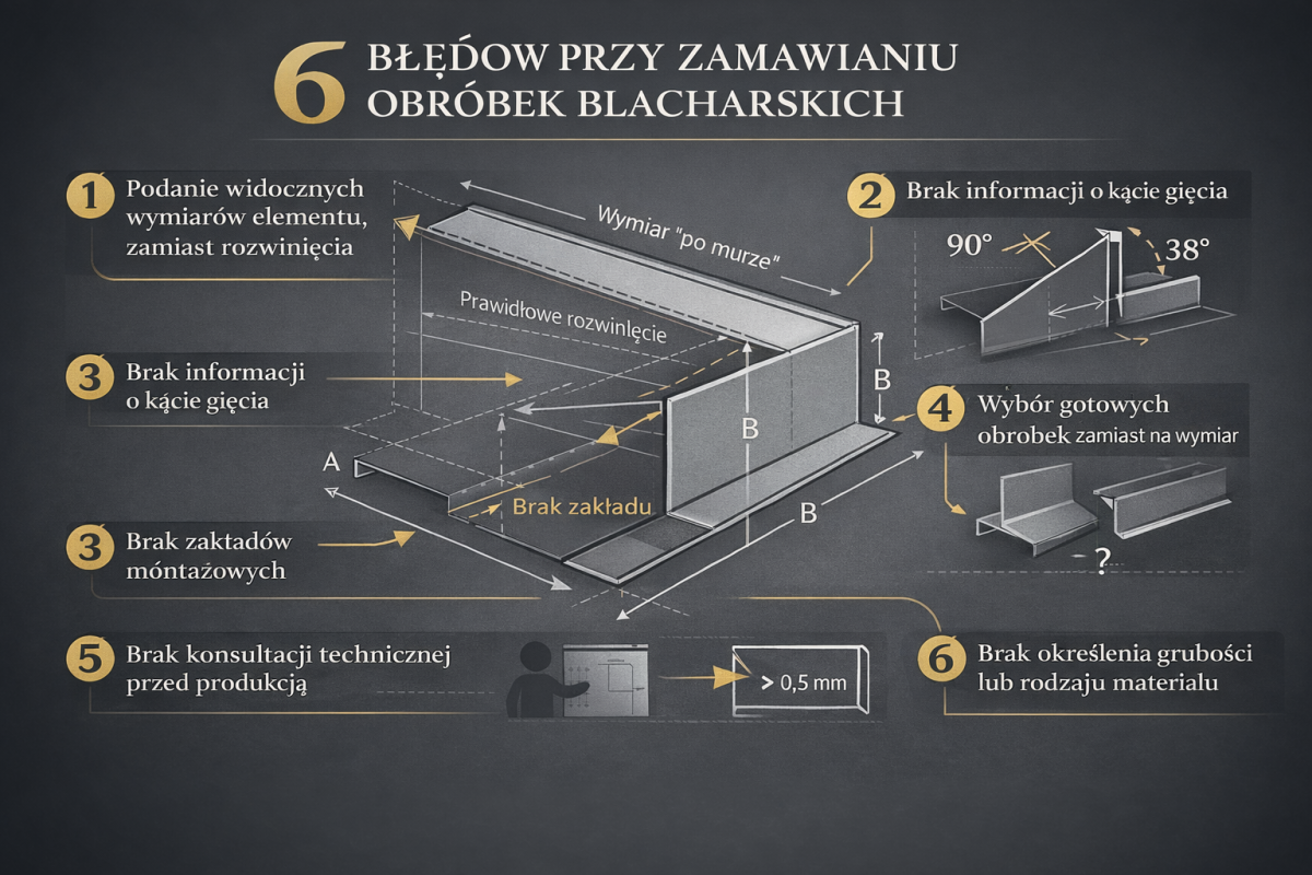 Najczęstsze błędy przy zamawianiu obróbek blacharskich – schemat techniczny